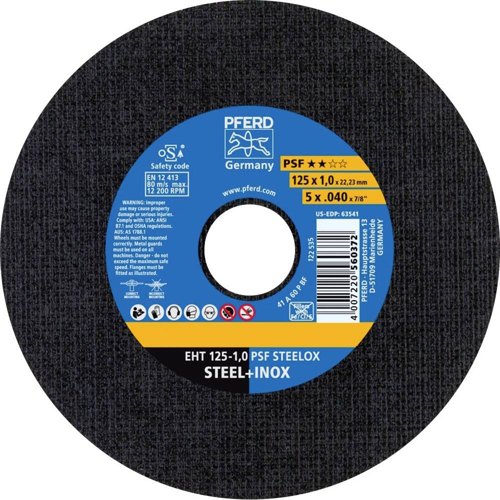 PFERD EHT 125-10 PSF steelox Cutting Disc 125mm 25 pcs stainless