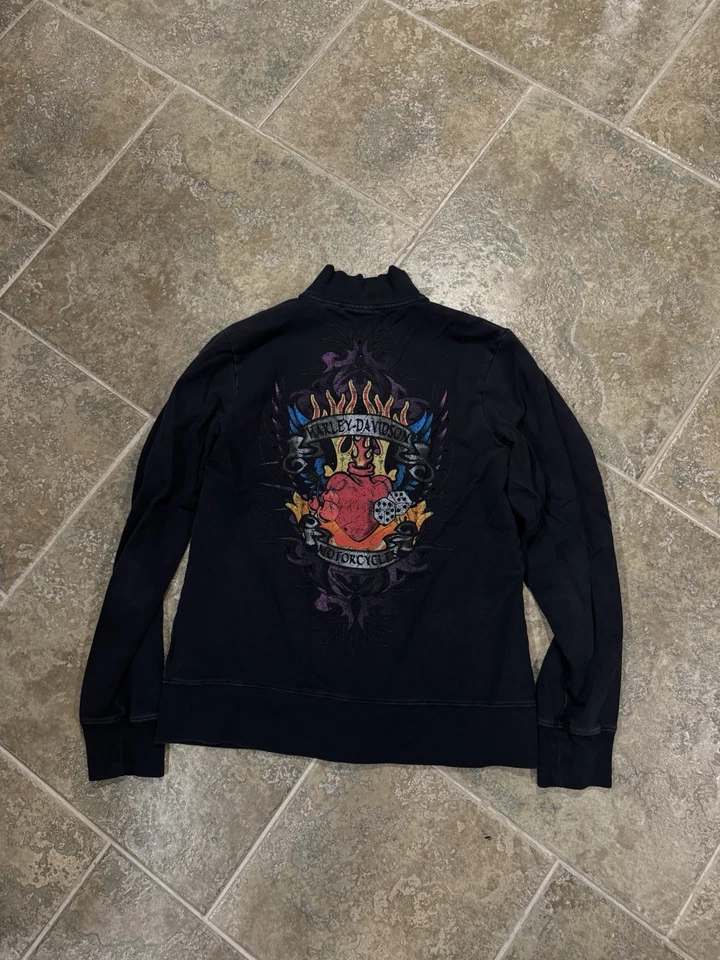 Harley Davidson Mujer 2000’s Negro Cremallera Sudadera Talla Grande Foto 4 de 4