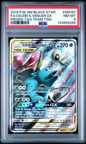 2019 Pokemon Sun & Moon Celebi & Venusaur GX Black Star Promo #SM167 PSA 8