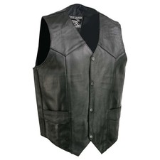 EVENT LEATHER Black Motorcycle Leather Vest for Men Medium Riding Club