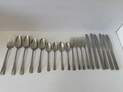 #ad Lot of 19 Vintage SILCO Stainless USA MCM Flatware Fork Spoon Swirl Mid Century $29.99