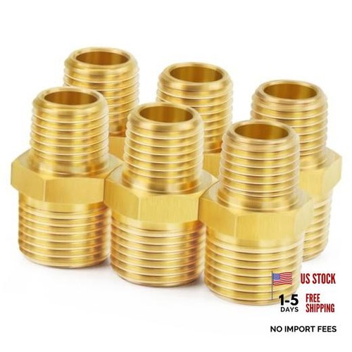 Brass Pipe Fitting,Reducer Hex Nipple 1/2" NPT Male x 1/2" NPT x 3/8" NPT 6