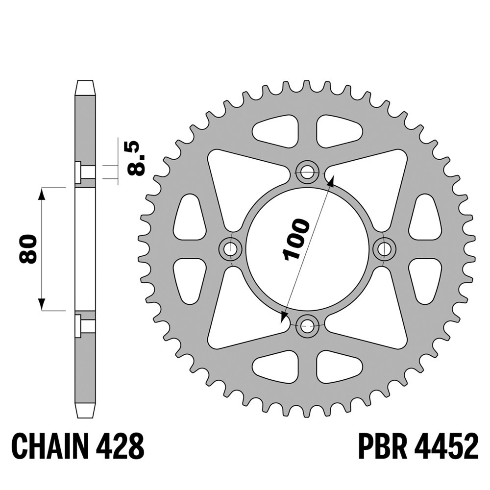 Pignon arrière PBR Sherco TY 125 couronne Ergal 55 dents pas 428 trial 2017