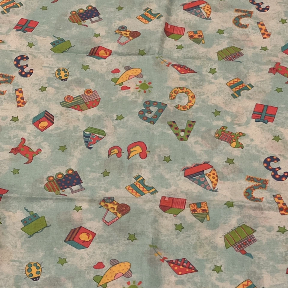 Vintage Concord Fabrics  kids, alphabet, kite, dog shirt Cotton Fabric 2 Yards - Image 2 of 4