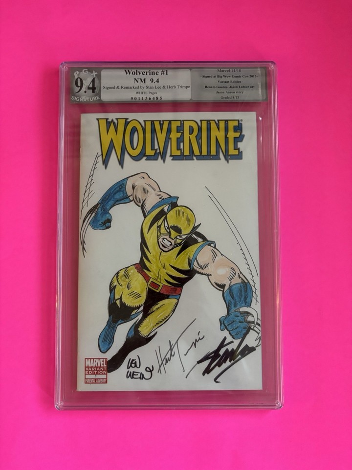 Herb Trimpe sketch of wolverine Hulk 181 9.4 comics signed Stan Lee, Len Wien Comic Art