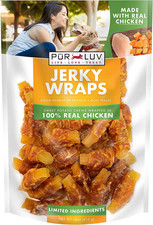 Chicken Wrapped Sweet Potato Dog Treats, Rawhide Free Jerky Wraps, Made with Rea