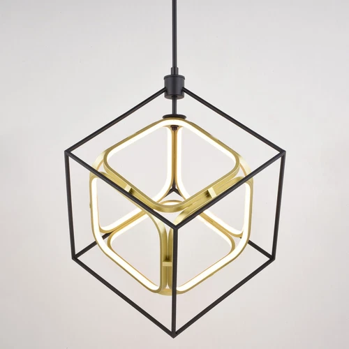 Anson 23.5-in. W LED Pendant Matte Black and Gold - Picture 2 of 6