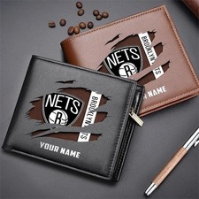 Personalized Brooklyn Basketball Netss Team Men Leather Wallet Gift For Him Dad