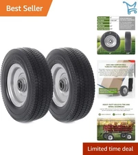 2-Pack 8-Inch Solid Wheel Replacement Flat Free Tire and Wheel for Hand Truck
