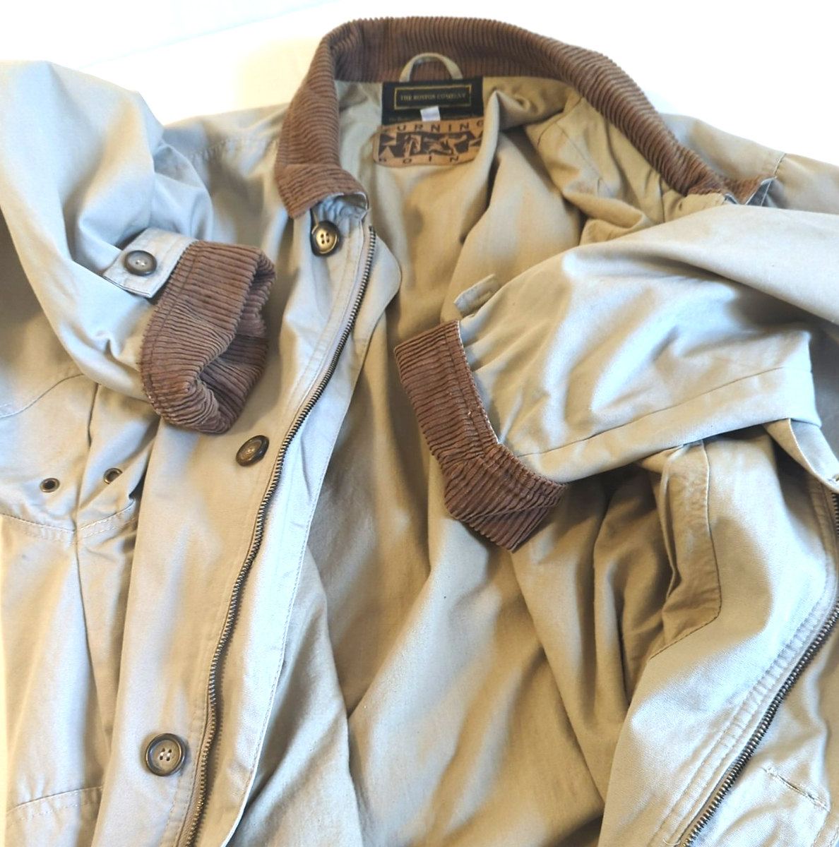 Chore Jacket Car Coat Vtg Men XL Zip Button Corduroy Collar Cuffs