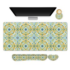 Large Gaming Mouse Pad Wrist Rest Ergonomic Keyboard Mat Bohe Flower Desk Pad