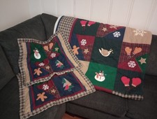 Home Classics Queen Size Winter Story Quilt  Shams Christmas Snowman Holiday
