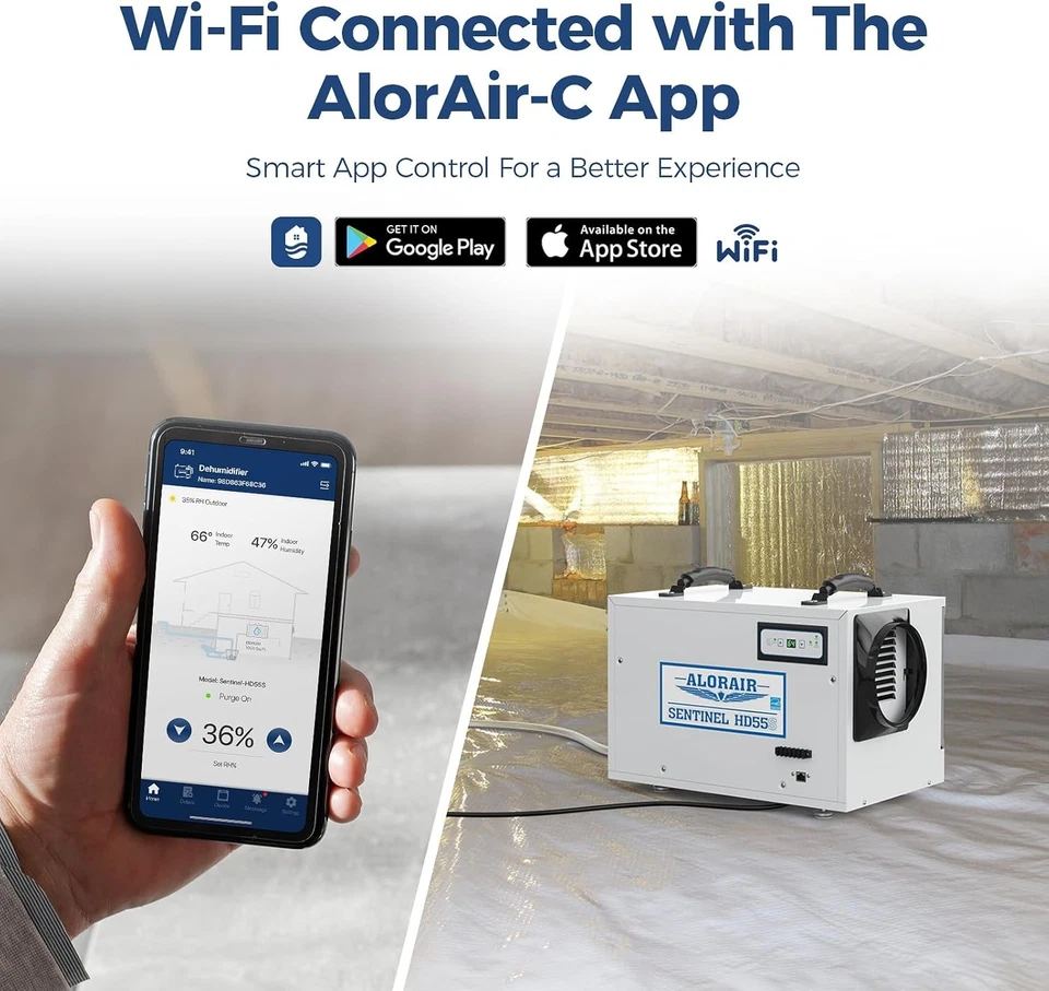 ALORAIR Sentinel HD55S 120Pt Crawlspace/Basement Dehumidifier Energy Star w/WiFi - Image 4 of 4