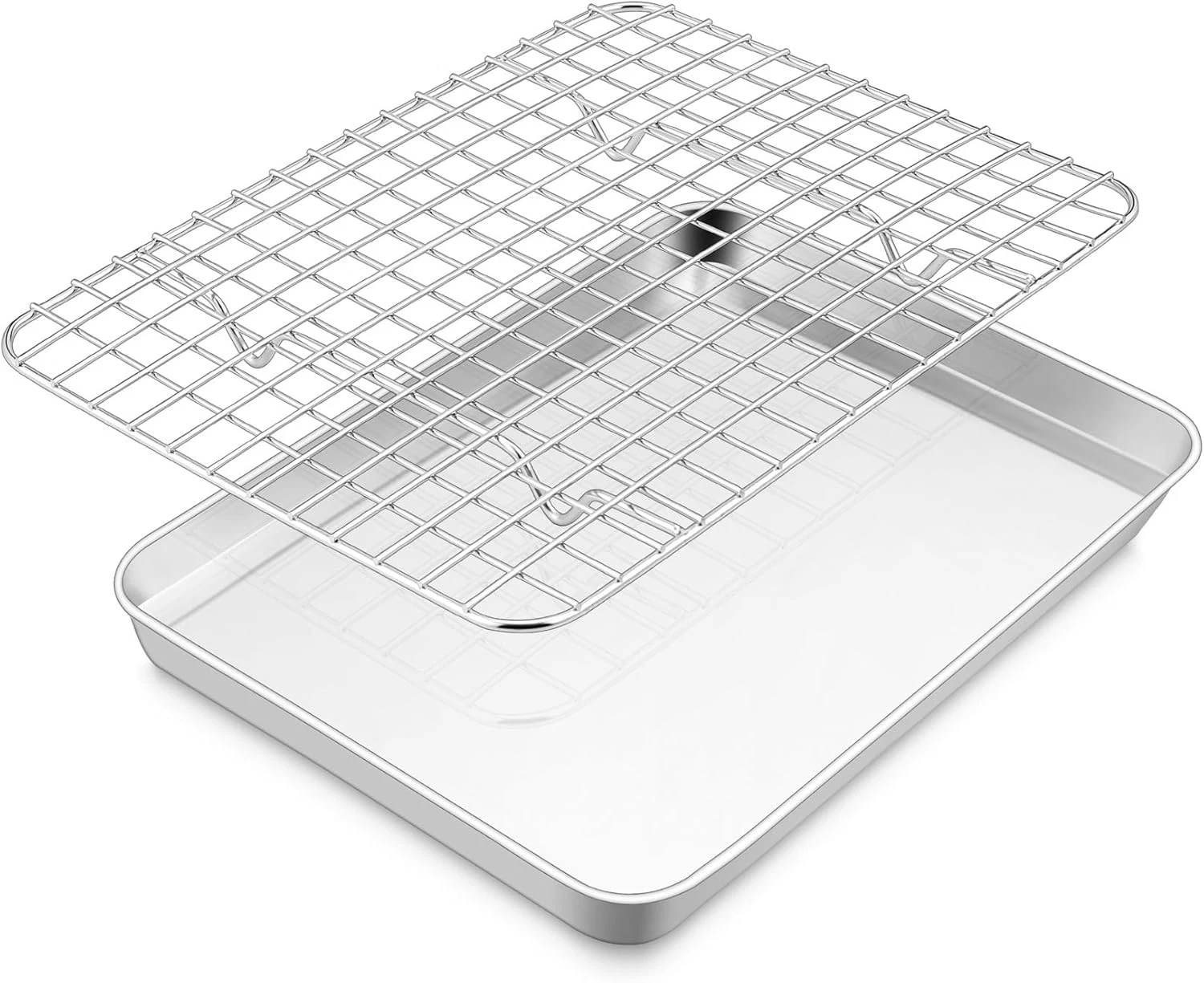 Stainless Steel Baking Sheet with Wire Rack Set, 10.5” X 8.3” Cookie Sheet Bakin