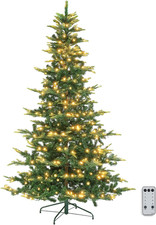 7.5Ft Pre-Lit Aspen Christmas Tree with Multicolor LED Lights Metal Stand