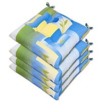 Set 4 Stuhlkissen Fiori Gepolstert Weich Baumwolle Universal Bezug 40 X 40 Cm