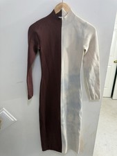 Ronny Kobo Women's Brown Colorblock Knit Sweater Midi Dress Size XS DEFECT