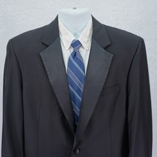 Jos A Bank Signature Black Wool Tuxedo Jacket Felt Button 40R Tagged 41R