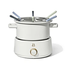 Beautiful 3Qt Electric Fondue Set, Stainless Steel, Ceramic Pot, 6 Forks