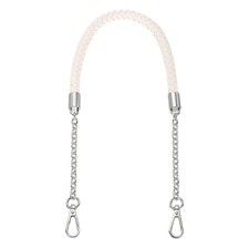 62cm/24.4" PU Leather Braided Purse Strap Cream, Silver Buckle 