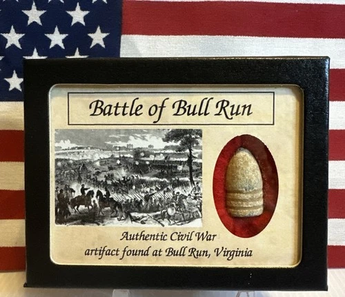 Civil War Bullet from The Battle of Bull Run Virginia,with Display Case,with COA
