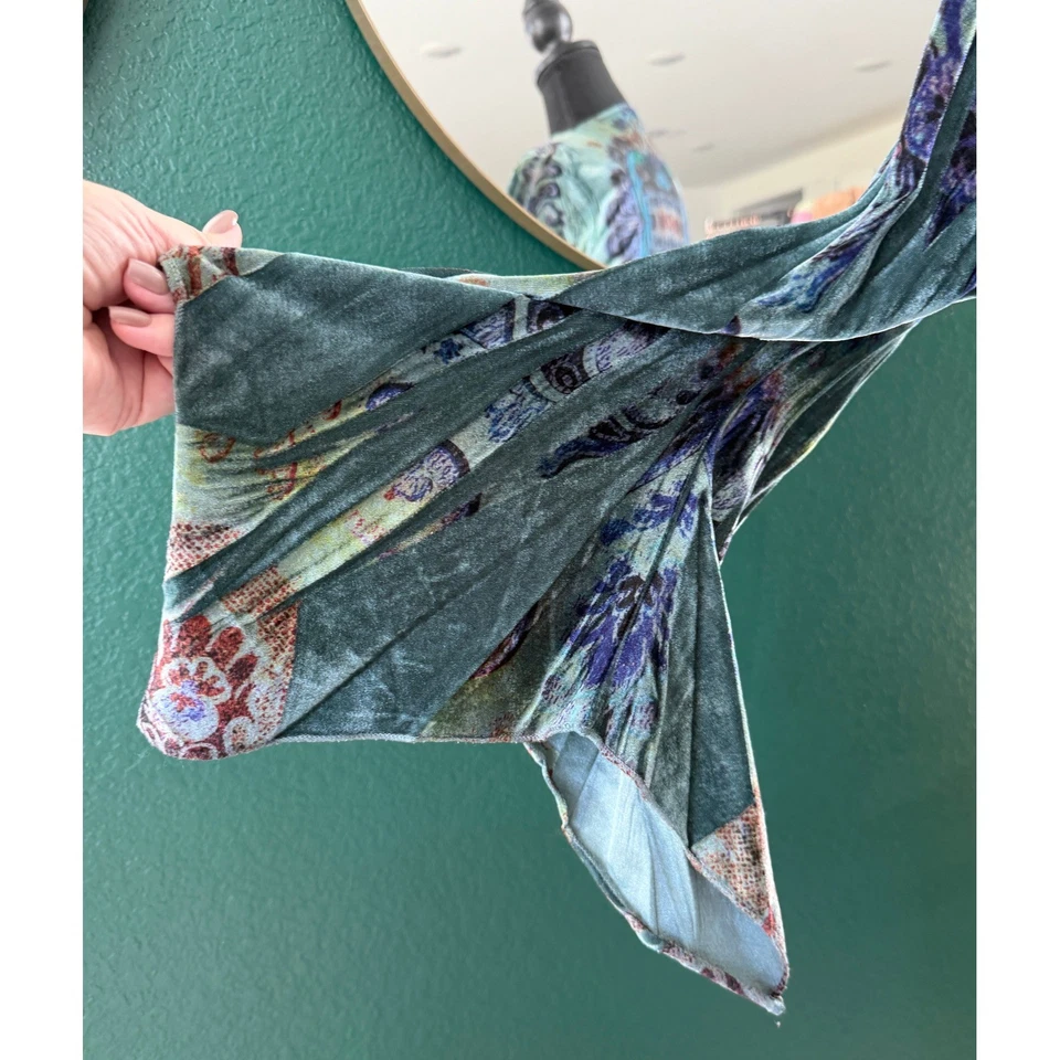 Cárdigan de terciopelo frente abierto para mujer XL verde terroso Goblincore Whimsigoth Witchy Foto 2 de 4