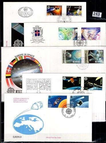 # NORTHERN CYPRUS, ITALY, IRELAND, ICELAND 1991 - 5 FDC - SPACE