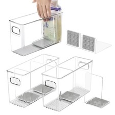 Breastmilk Storage Container with L Shaped Dividers to Flatten Standing Breas...