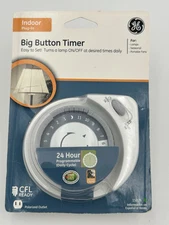 GE Basic 24 hr Programmable Timer Big Button CFL Ready Indoor Plug In 15076