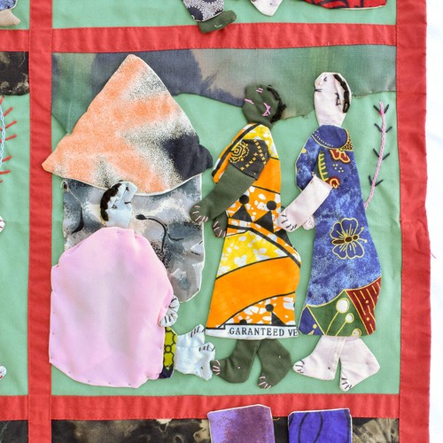 Weya 15 Panel Story Quilt Village Life Zimbabwe - Picture 6 of 9