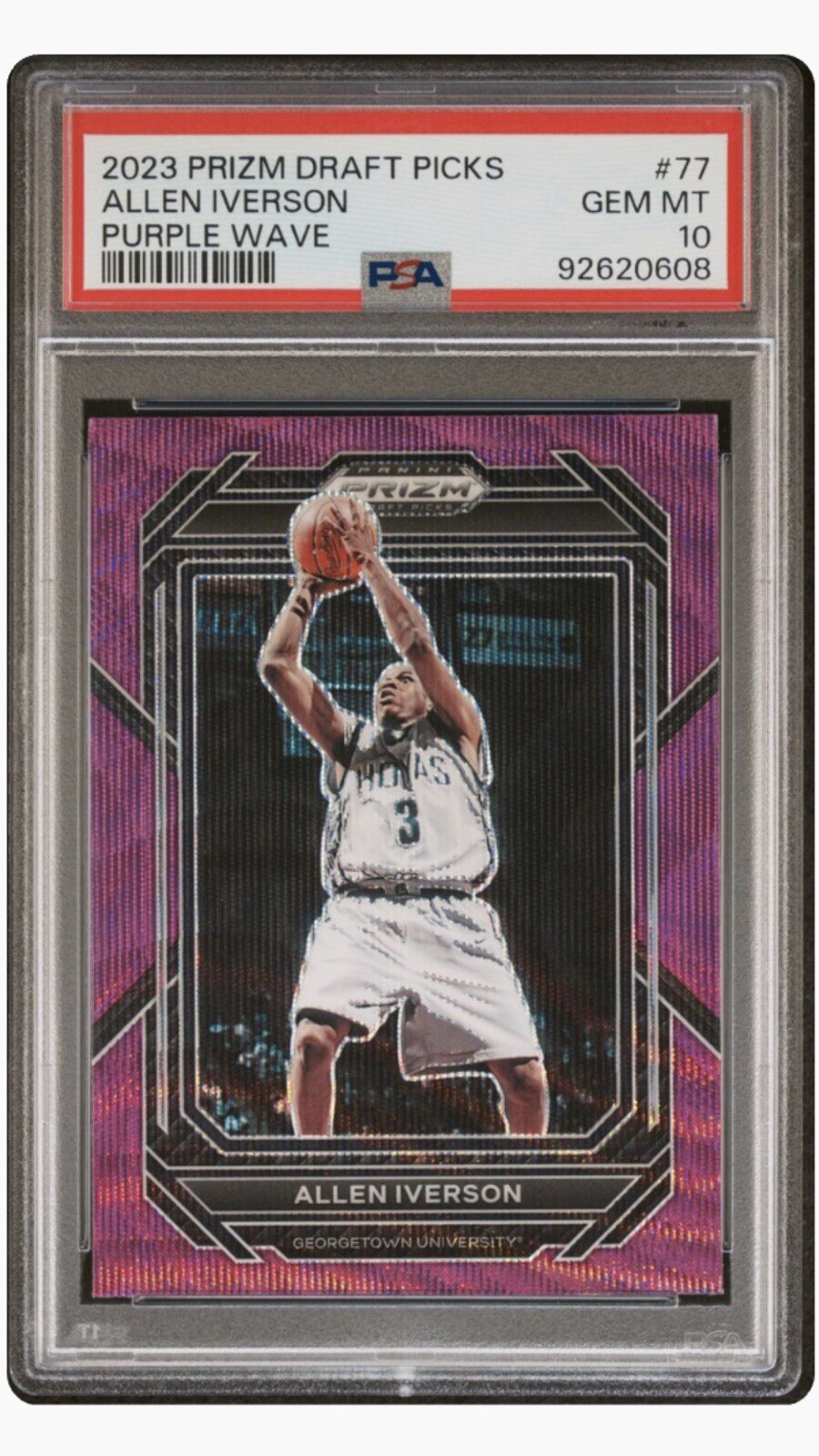 2023 Panini Prizm Dp #77 Allen Iverson Purple Wave Prizm PSA 10 POP 3