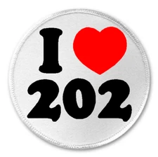 I Love 202-3" Sew/Iron On Patch Area Code Born Raised Pride Washington DC