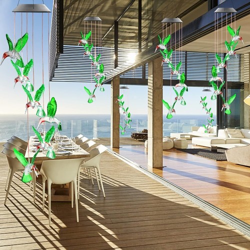 Solar Wind Glockenspiele Kolibri LED Wasserdicht Außenlicht Farbwechsel - Bild 14 von 17
