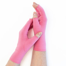 Compression Gloves for Arthritis in Coral Pink