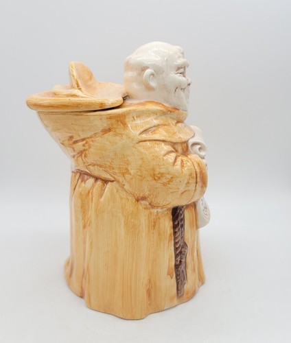 Vintage Fat Bald Monk Friar Tuck Cookie Jar "Thou Shalt Not Steal Cookies" USA - Picture 5 of 10