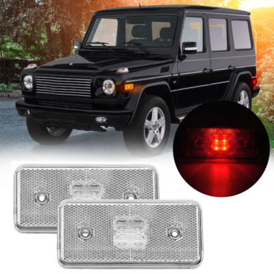 Pair Clear Rear Red  LED Side Marker Light For Mercedes W463 G Class 2002-2014