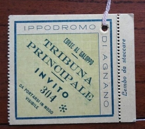 1930-40 IPPODROMO DI AGNANO INVITO TRIBUNA CORSE AL GALOPPO INTONSO NAPOLI - 第 1/1 張圖片