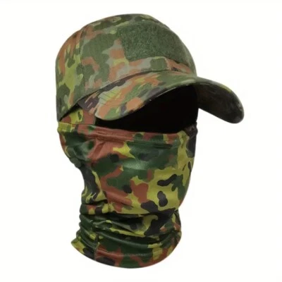 CYKOVISUALS GERMAN FLECKTARN Adjustable Tactical Ripstop Operator HAT w/ BALACLAVA Face Mask