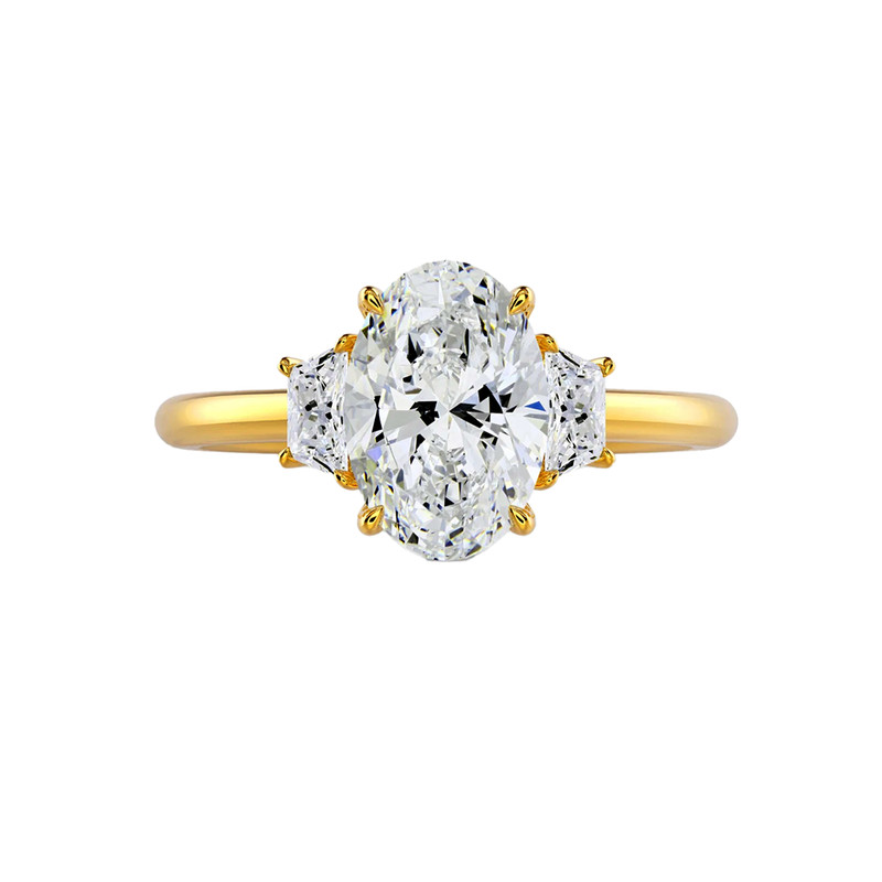 14k Gold Engagement Ring Diamond Oval Cut Lab Grown Yellow IGI 2 Carat
