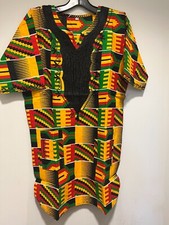 African clothing for men-Dashiki m-7X Green and red