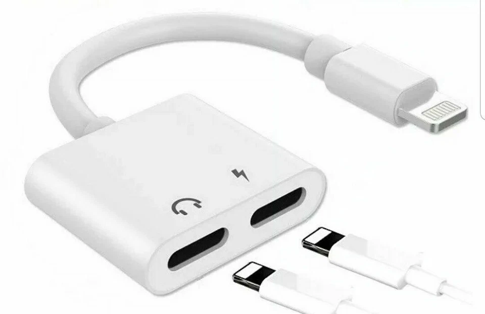 2 in1 Audio Splitter Adapter Charger Earphone For iPhone 7 8 X Plus XR MAX - Image 2 of 2