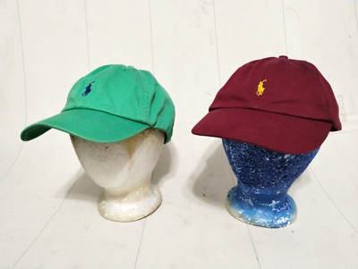 RALPH LAUREN POLO Golf Hat Strap Back MAROON AND GREEN PONY  display picture 1