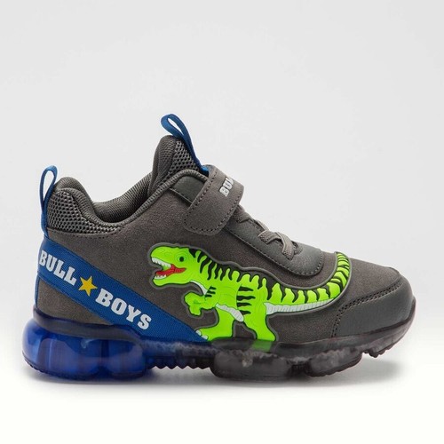 Sneaker Bull Boys Dinosauro Lights da bambino grigia | Liviana Calzature