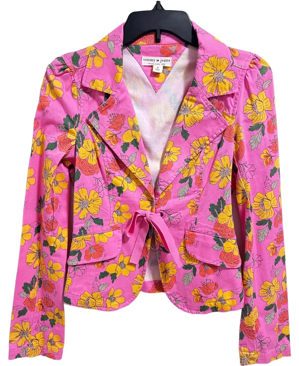 Y2K Tommy M Floral Jacket Pink Blazer Cotton by Tommy Hilfiger eBay