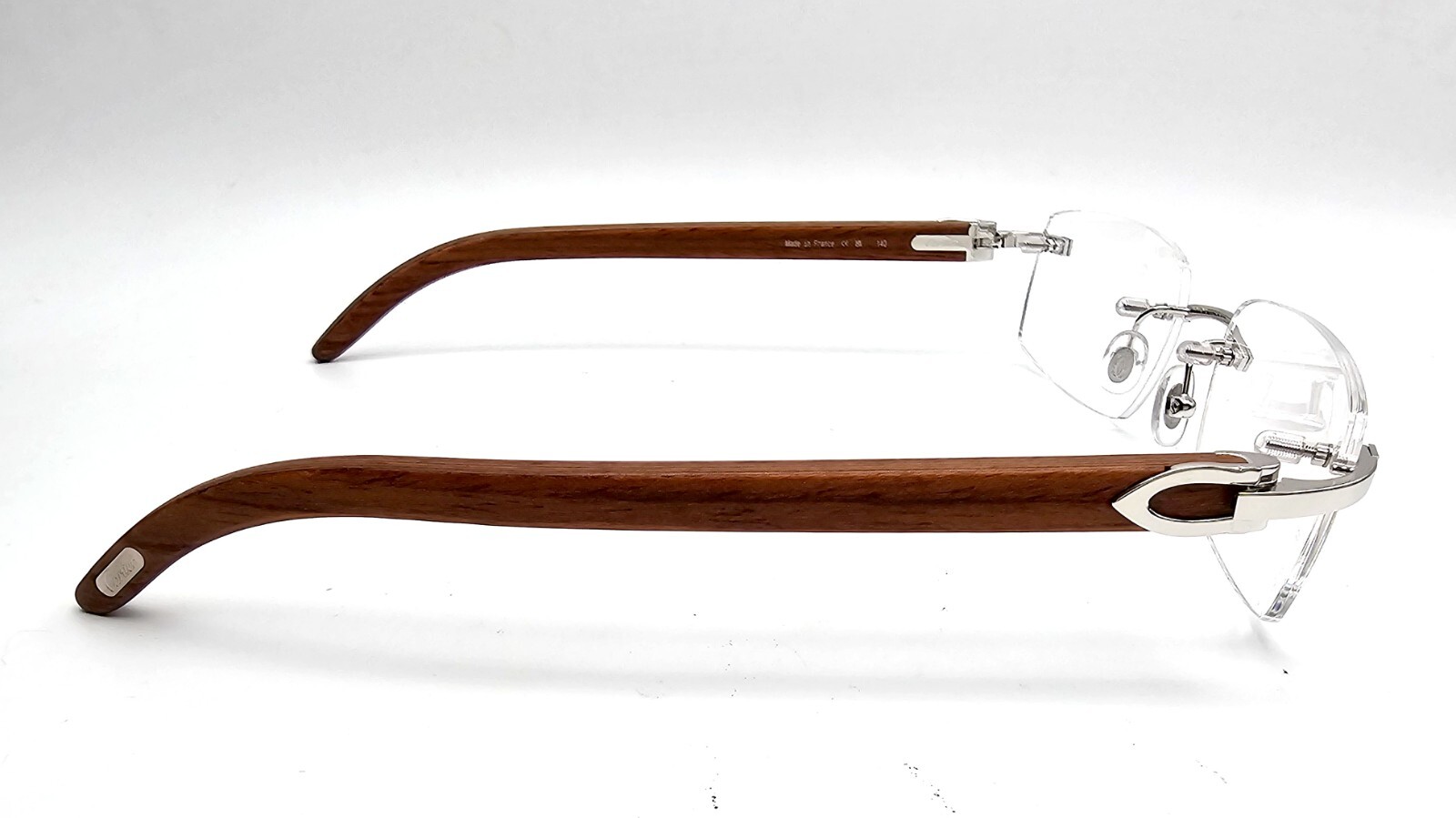 NEW! Authentic Cartier Brown Wood Silver Glasses image 7