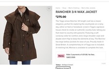 Toggi Waxed Coat 3/4 Riding/hunting Rancher Medium Brown Unisex Good Con £275