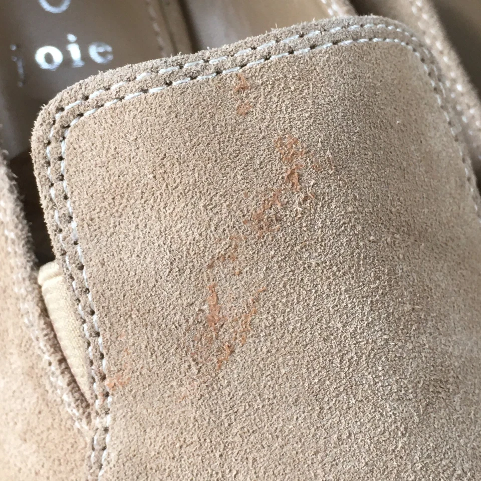 Joie Zapatos Mujer 9 M Wevenly Mar1 Bomba Mocasines Sin Cordones Beige Gamuza Tacones Bloque Foto 4 de 4