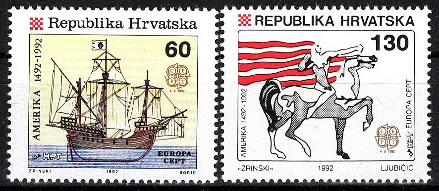 Kroatien - Entdeckung von Amerika Satz postfrisch 1992 Mi. 211-212 - Bild 1 von 1