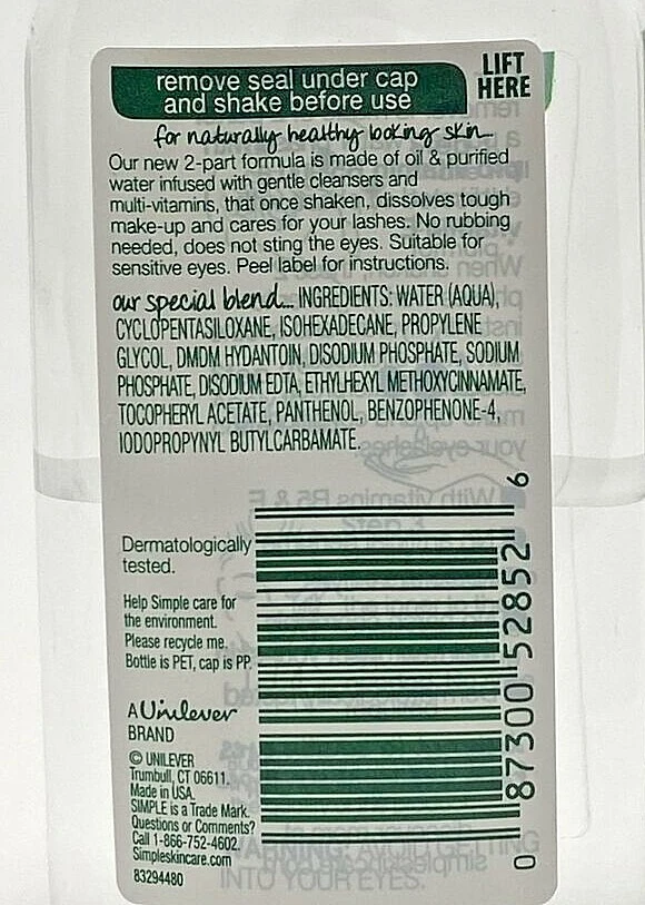 Desmaquillante de ojos efecto doble simple tipo para la piel (3) paquete de tres 3,38 OZ cada uno Foto 3 de 3