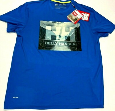Helly Hansen Rune Tee TShirt NWT Sz M Blue Mountain Water Scene S/S XCool